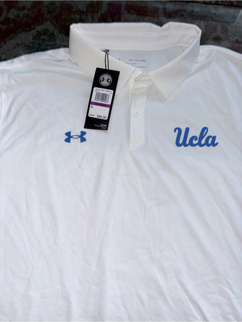 Under Armour White Polo with Blue UCLA Script